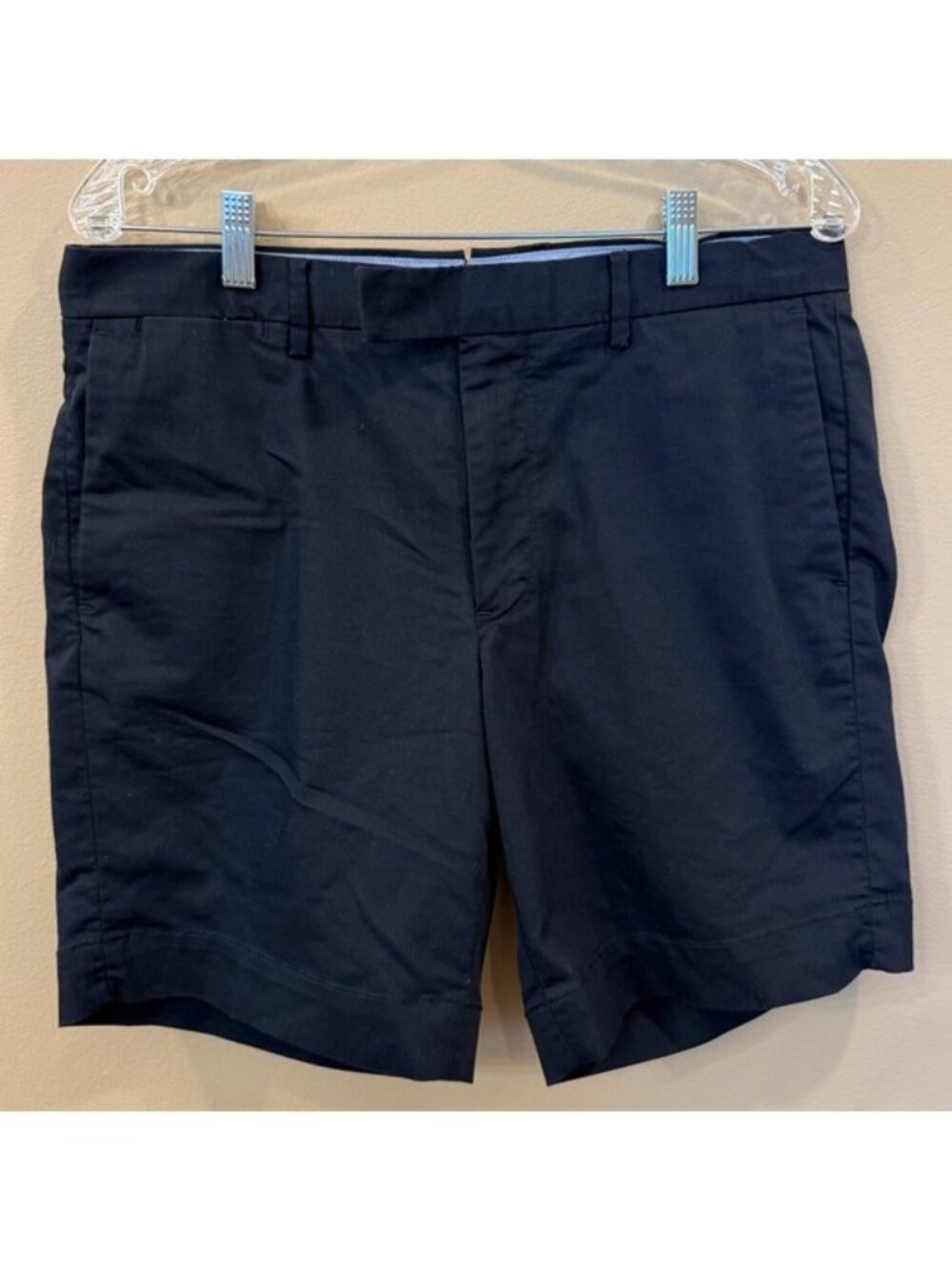 Polo Ralph Lauren Mens Stretch Straight Fit Shorts Navy Size 32 Chino Flat Front